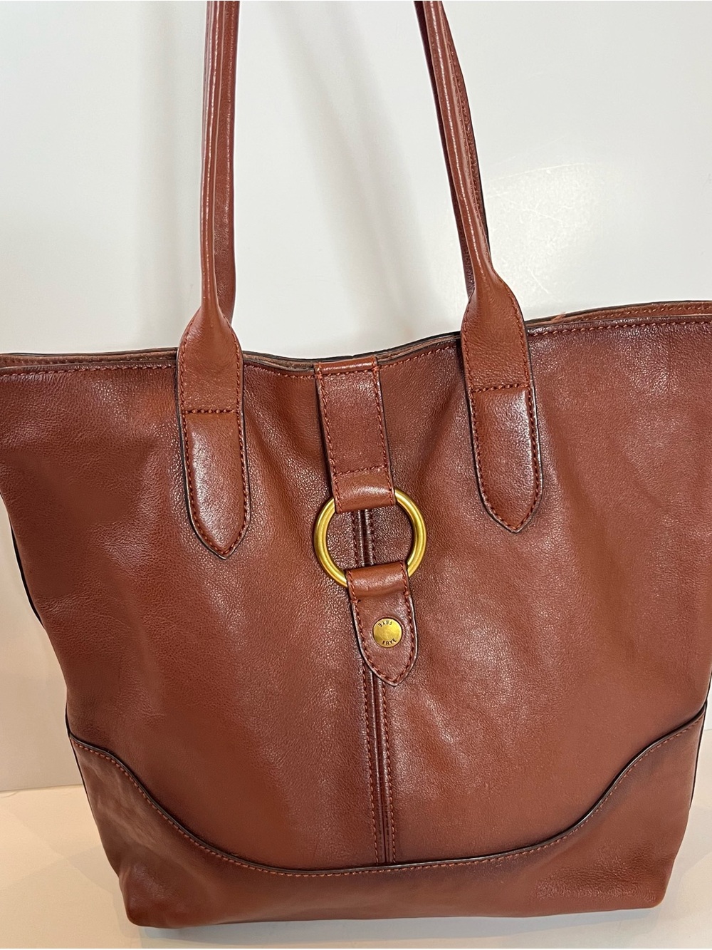 FRYE Leather Ring Shopper Tote, Cognac